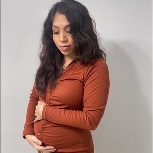 Burnt Orange mini maternity dress